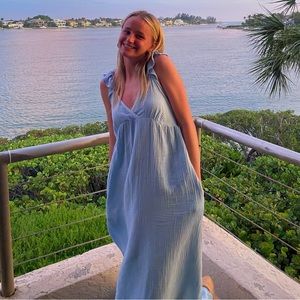 light (carolina) blue dress size medium with adjustable straps!